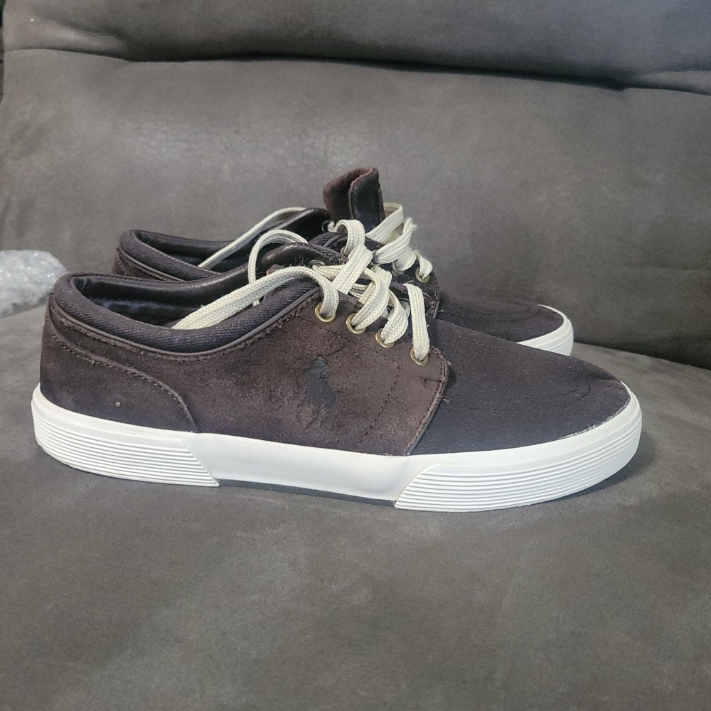 Polo Ralph Lauren Mens Faxon Low Shoes Suede Brown Rawhide Strings 8 D